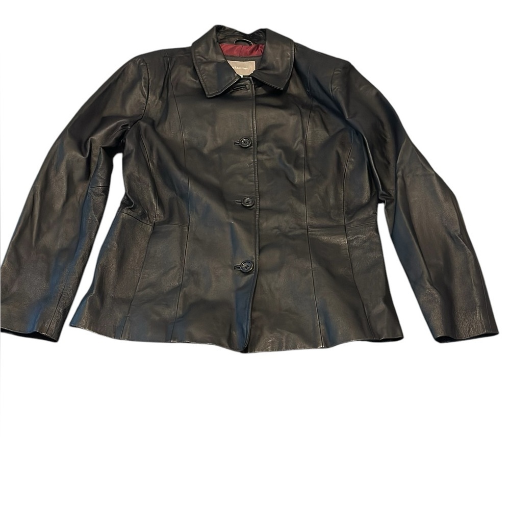 Croft & Barrow Women's Black Leather Jacket Size M